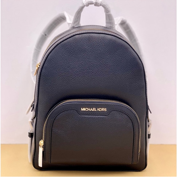 Michael Kors Jaycee Medium Pebbled Leather Backpack Black - Picture 3 of 12